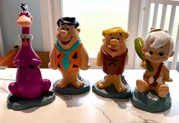 The Flintstones Vinyl Coin Bank Set Fred, Barney,Pebbles & Dino - 1994 Rare Collectibles-4 Piece Set-Vintage