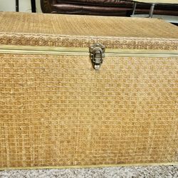 Wicker Storage Chest with Brass Trim new in condition 29" x21" large storage chest