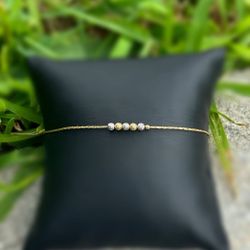 Jewelry 14k Solid two tone yellow Gold round ball twisted rope Bracelet 7.25” 2.00mm