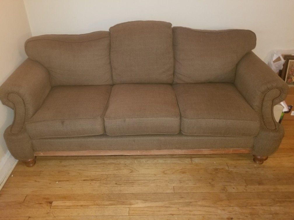 FREE SOFA, BOOKCASE, AND TABLE