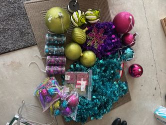 Christmas Ornament and Tinsel Decoration Lot