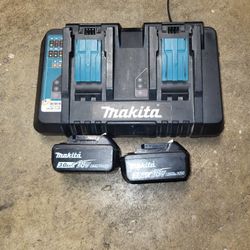 Makita 18v Dual Charger With 2x 3ah Battery 