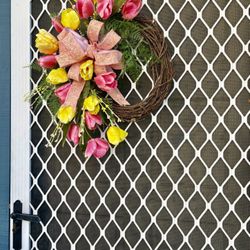 Handmade Easter Tulips Grapevine Wreath 🌷