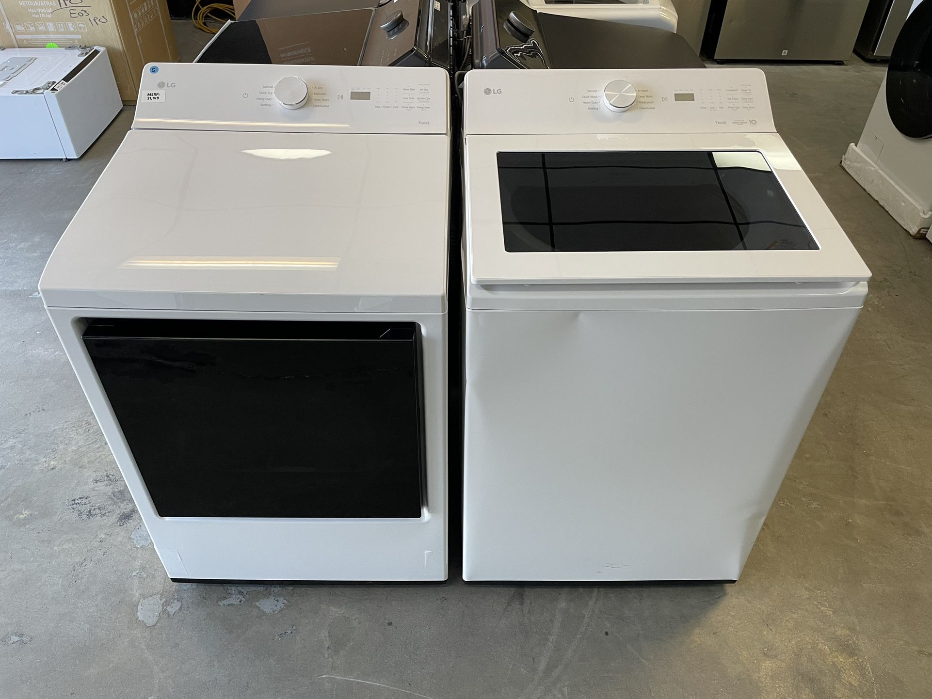 LG Top Load Set In White - Electric Dryer / Agitator