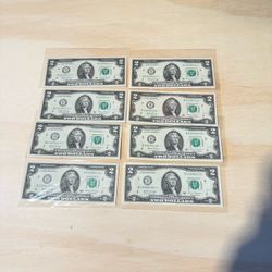 Lot of 8 Sequential $2.00 Star Notes Bills 2017-A/B 0(contact info removed)/20 Circulated Read!