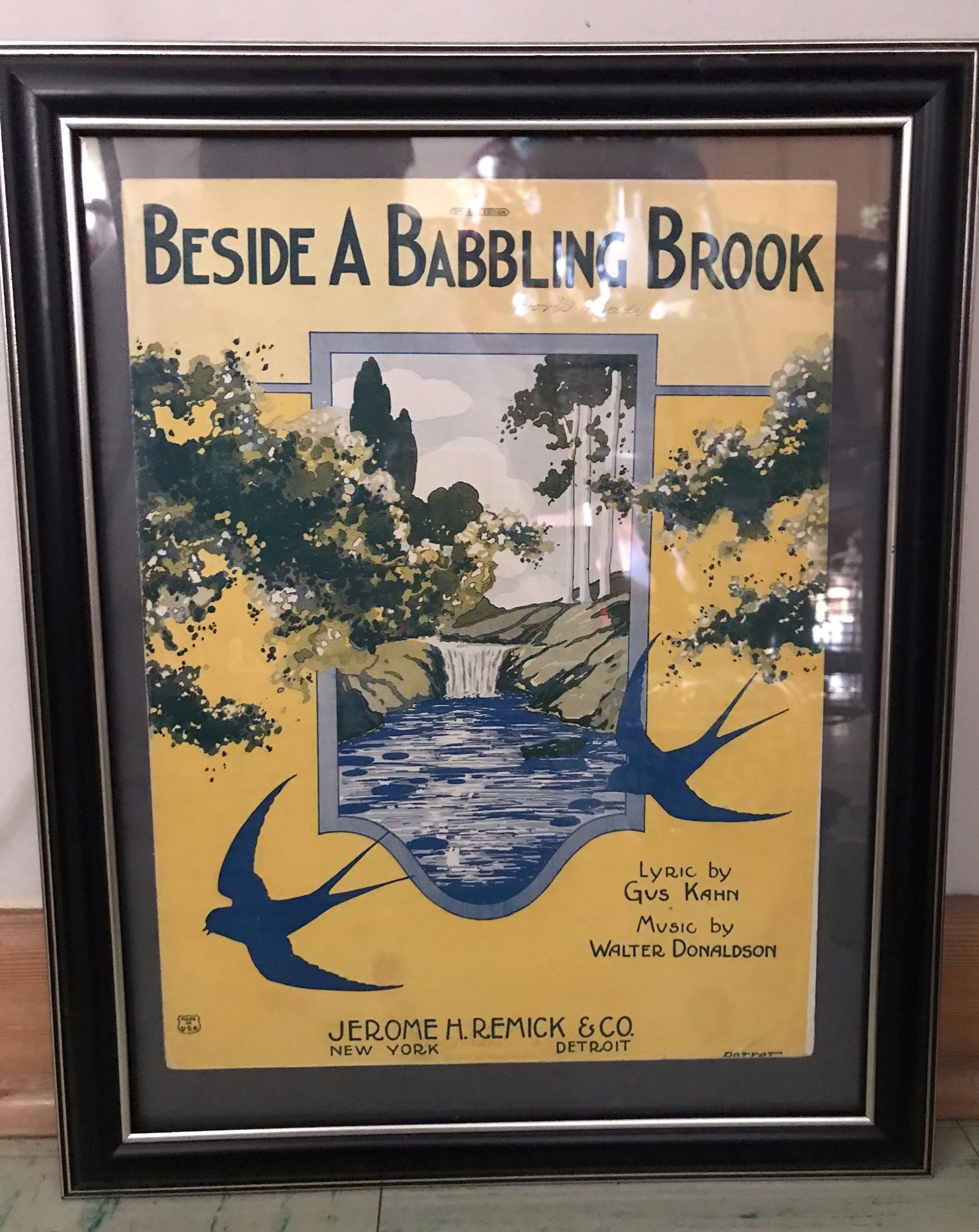 Vintage Print In Black Plastic Frame