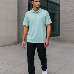Nike Dri-FIT Men's Light Mint Green Striped Polo Golf Shirt