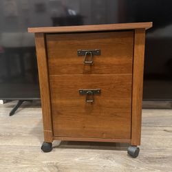 2-Drawer Rolling File Cabinet – Wood Finish