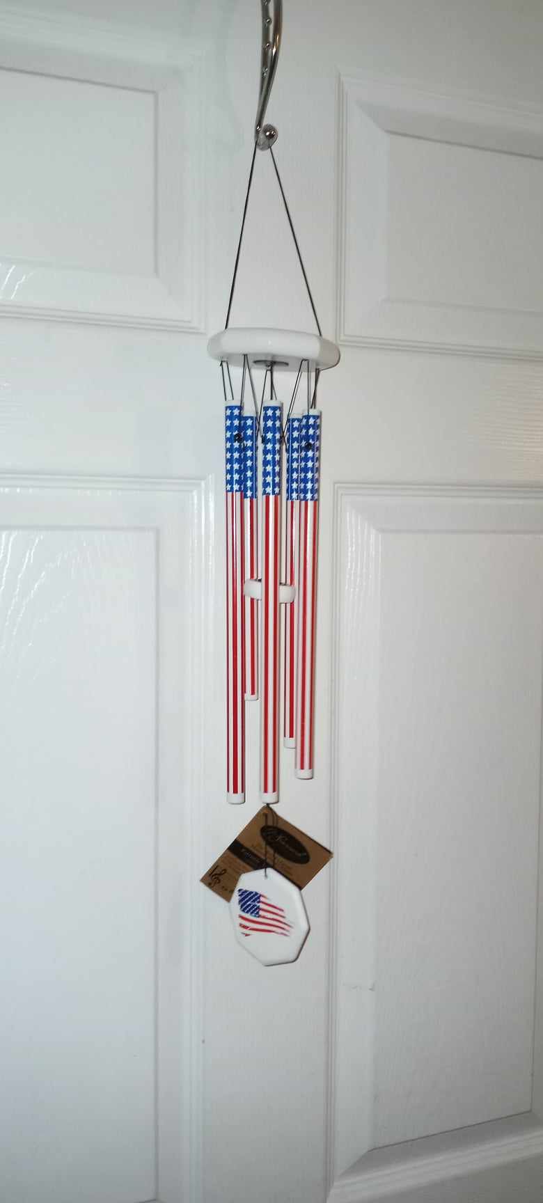 NEW 4th of July red, white and blue American flag 28" hand tuned wind chimes PRICE IS FIRM