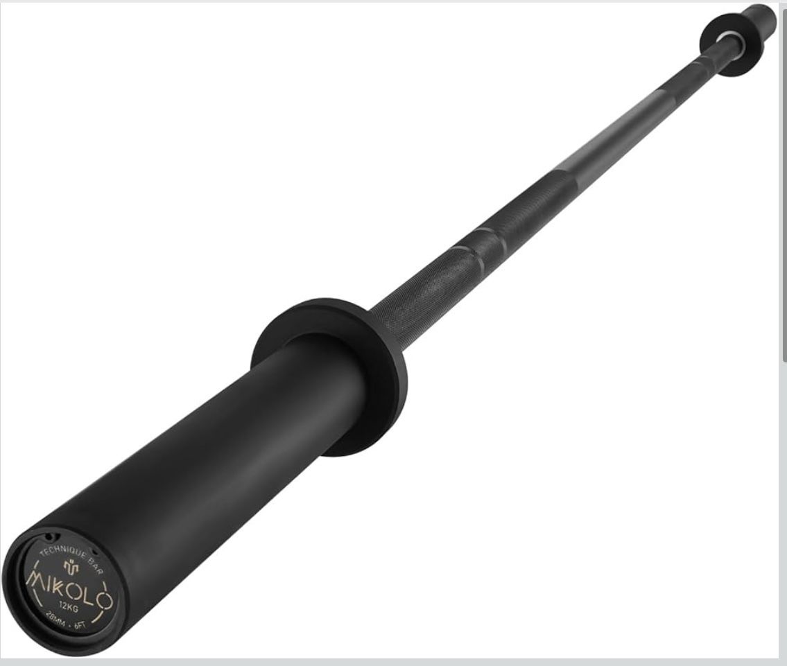 Mikolo 6ft Olympic Barbell, Barbell for Weightlifting ,Olympic Bar for 1500lbs Capacity, Weight Bar Fit 2” Standard Weights,Black