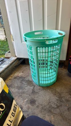 Tall Teal Laundry Basket