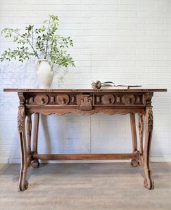 Antique Solid Walnut Console Table By The Elgin A Simonds Furniture Company