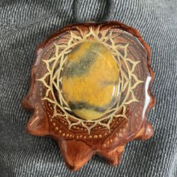 Bumblebee Jasper With Gold Inlay Compressed Pinecone Necklace