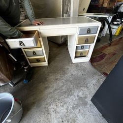 Retro Two-Tone Desk with Metal Top