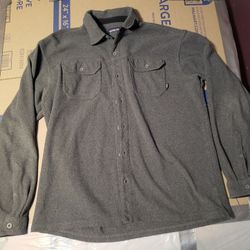 Patagonia Fleece Men's Button Up Shirt Gray Long Sleeve Pockets Warm Size XL