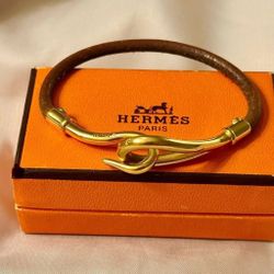 Hermès Jumbo Hook Leather Bracelet