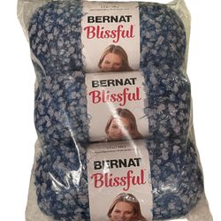 BERNAT Blissful yarn, 100% polyester, 3 yarns 3.5oz/100g each, Inky Teal, NEW.