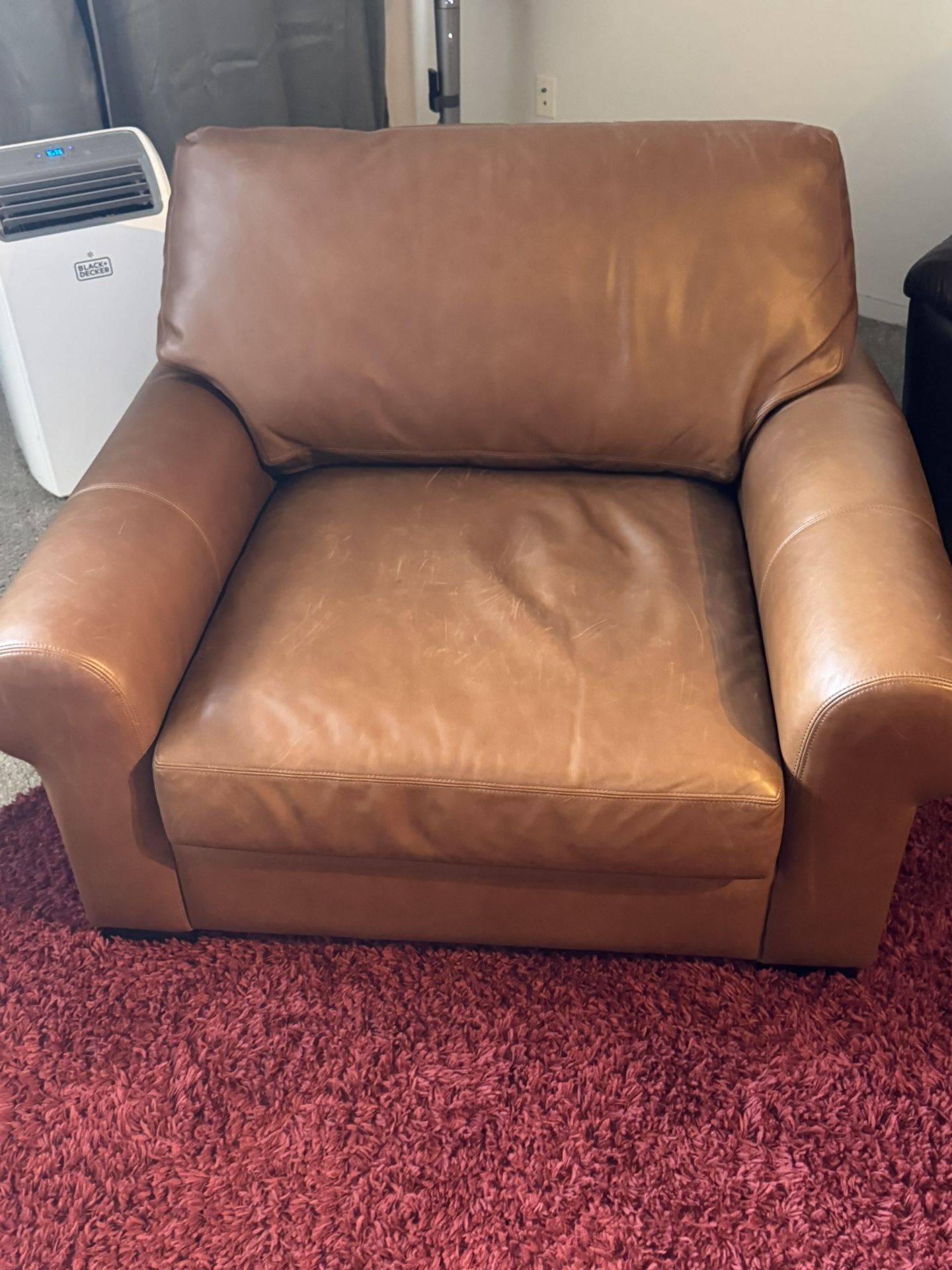 Pottery Barn Turner Roll Arm Grand Leather Armchair
