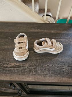 Toddler/Rose gold glittery vans