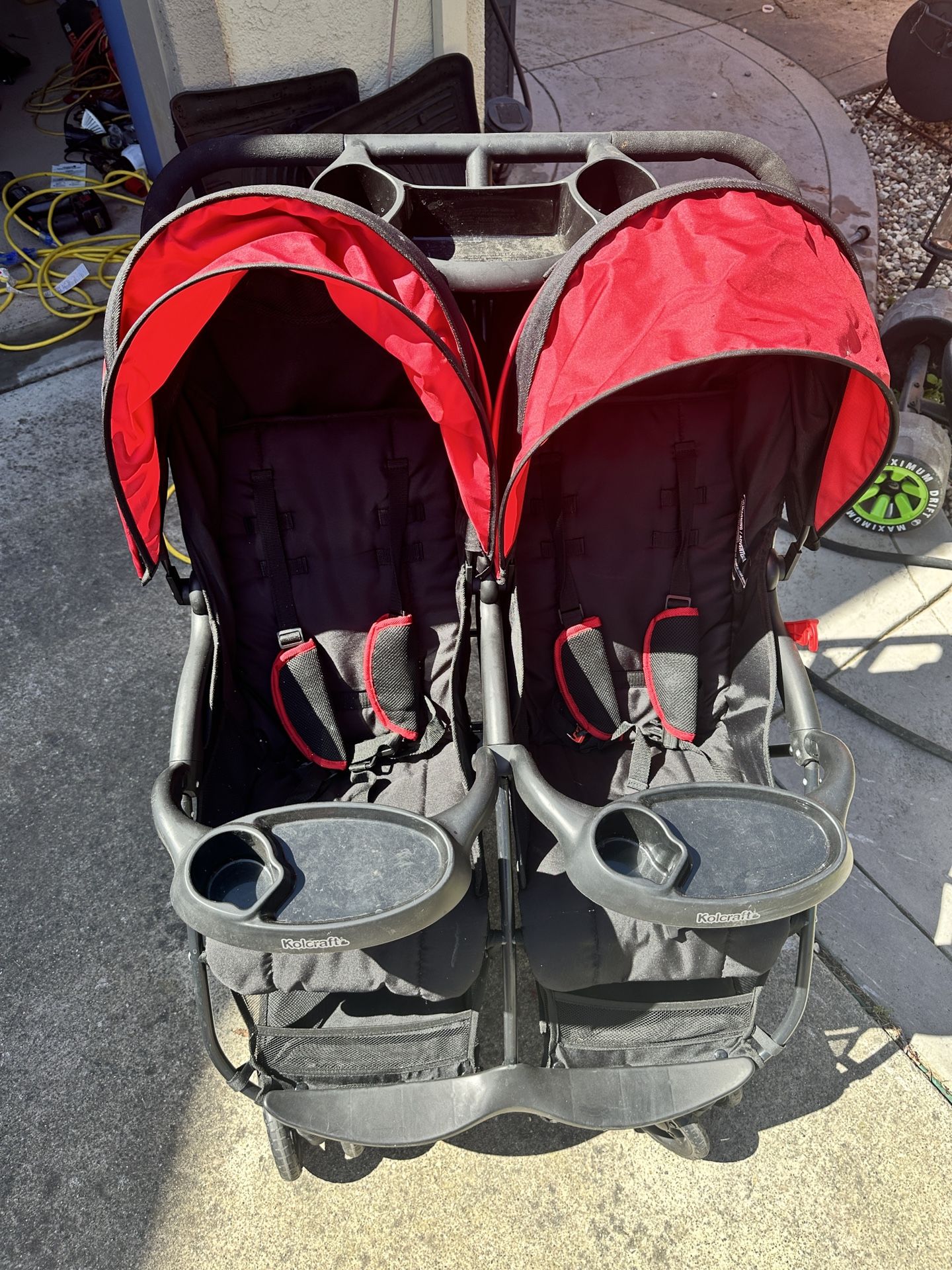 Red And Black Double Stroller