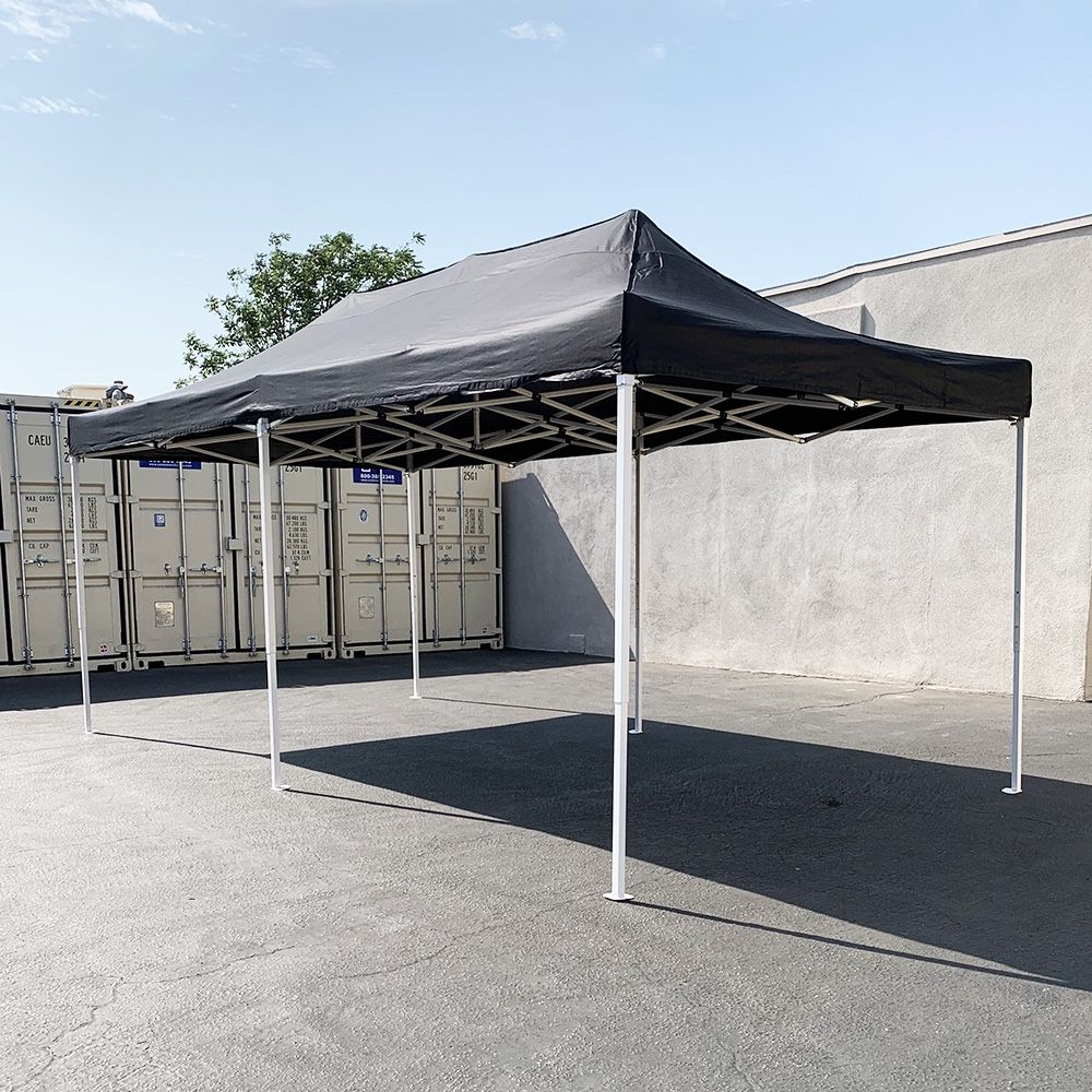New $185 Heavy-Duty 10x20 FT Outdoor Ez Pop Up Canopy Party Tent Instant Shades w/ Carry Bag (Black, Red)