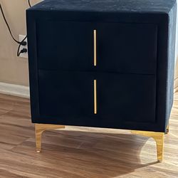 Black velvet/Gold accent night stand