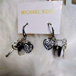 MK Heart, Lock And Key Earrings