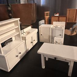 Vintage Wood Dollhouse Furniture 4 Rooms