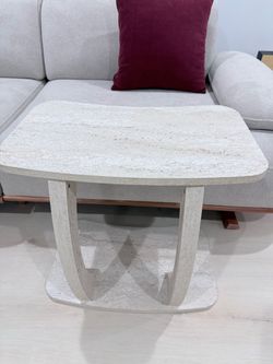 Marble Side Table with Stone Base