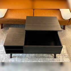 Lift Top Coffee Table w/ Hidden Compartment & Adjustable Storage Shelf
