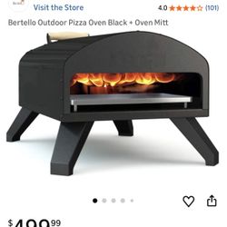 Bertello Outdoor Pizza Oven Black + Oven Mitt