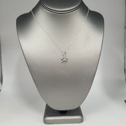 Sterling Silver Snowflake Pendant Necklace With Natural Blue Topaz