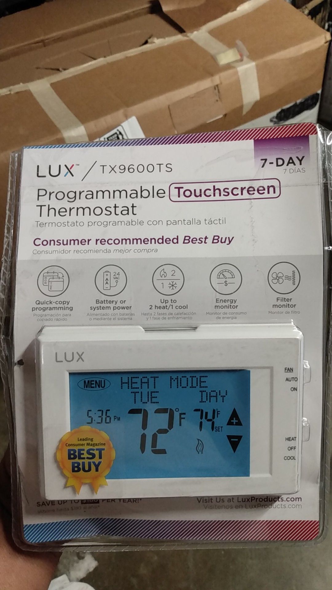Programmable touchscreen thermostat