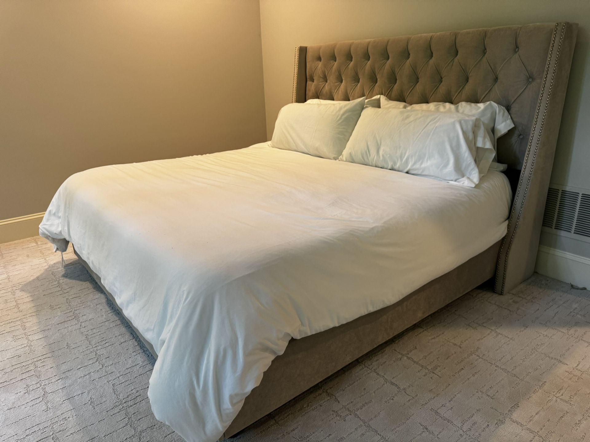 King Upholstered Bed Frame Gray