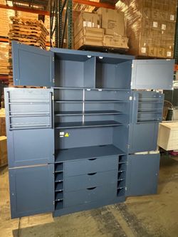 New 80”x41” Kitchen Pantry Cabinet w/ 2 Power Outlets Modern Large Freestanding Cupboard w/ Microwave Stand