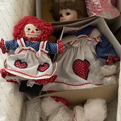 Raggedy Ann With Baby And Raggedy Andy With Baby