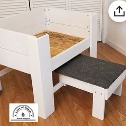 Unfinished Wood Dog Or Cat Bed Platform with step