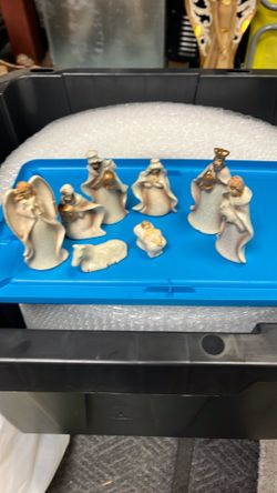 Vintage Nativity Crackle Glaze Figurines