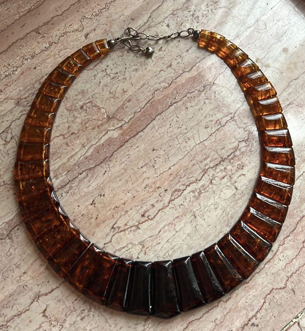 Vintage gradual color amber chunky necklace adjustable