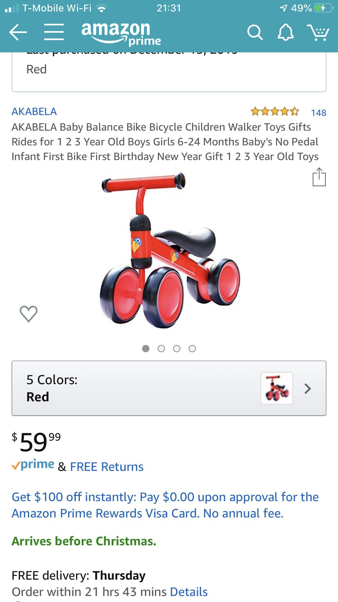 AKABELA Baby Balance Bike Bicycle Children Walker Toys Gifts Rides for 1 2 3 Year Old Boys Girls 6-24 Months Baby's No Pedal Infant First Bike First