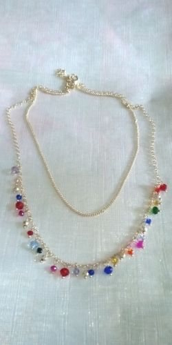 Tricolor chain in gold plated with zirconia stone
