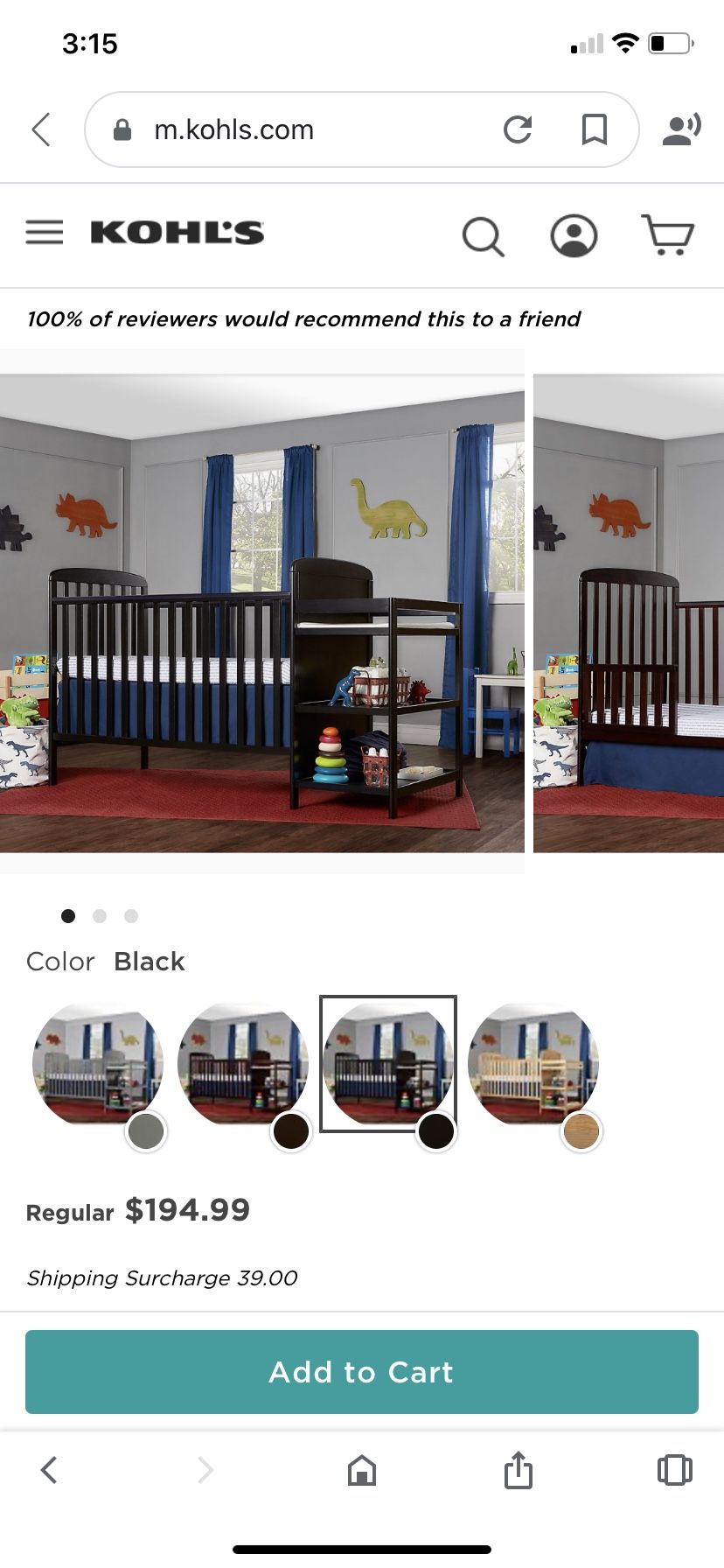 Crib with changing table