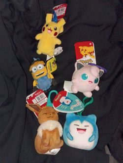 Pokemon plush keychains Jigglypuff eevee Pikachu Snorlax minion