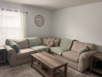 Beige L-Shaped Sectional Sofa