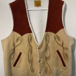  Leather Vest with Fur Inside Size XL   