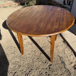Wooden Table w/ Drop Leaf & Chairs