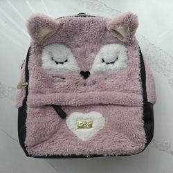 Luv Betsey Johnson Girls Backpack Blush Pink Fox Faux Fur 