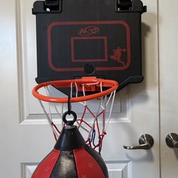 Door Basketball Hoop with Punching Bag for Kids