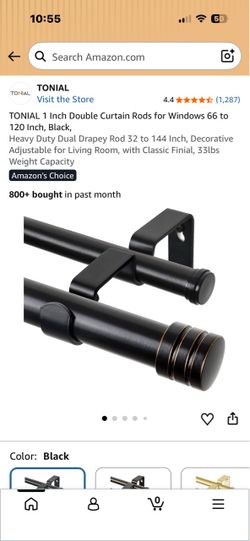 Double curtain rod 66-120“ black