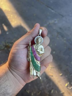 14k Solid Gold Heavy San Judas Pendant